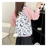 Butterfly Flower Backpack Floral Pattern Student Daypack Large Capacity
