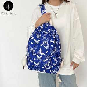 Butterfly Flower Backpack Floral Pattern Student Daypack Large Capacity