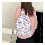 Butterfly Flower Backpack Floral Pattern Student Daypack Large Capacity