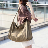 Canvas Women's Large Tote Bag Bucket Shoulder Bags Lady Leather M