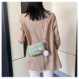 Bear Print Crossbody Bag Cartoon Design Small Square Purse for Women