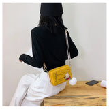 Bear Print Crossbody Bag Cartoon Design Small Square Purse for Women