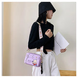 Bear Print Crossbody Bag Cartoon Design Small Square Purse for Women