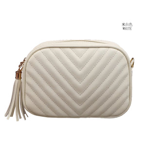 Women's Chain Rhombic Embroidery Tassel Shoulder Bag Handbag