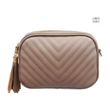 Women's Chain Rhombic Embroidery Tassel Shoulder Bag Handbag