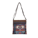 Owl Shoulder Bag Women Messenger Bag Embroidered Fabric Canvas Bag