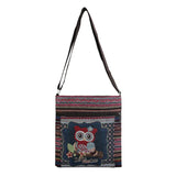 Owl Shoulder Bag Women Messenger Bag Embroidered Fabric Canvas Bag