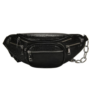 Chain Banana Waist Bag Belt Bag Women Waist Pack Pu Leather Chest Bag Belly Bag
