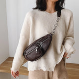 Chain Banana Waist Bag Belt Bag Women Waist Pack Pu Leather Chest Bag Belly Bag