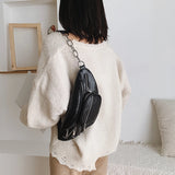Chain Banana Waist Bag Belt Bag Women Waist Pack Pu Leather Chest Bag Belly Bag