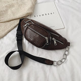 Chain Banana Waist Bag Belt Bag Women Waist Pack Pu Leather Chest Bag Belly Bag