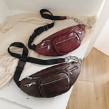 Chain Banana Waist Bag Belt Bag Women Waist Pack Pu Leather Chest Bag Belly Bag