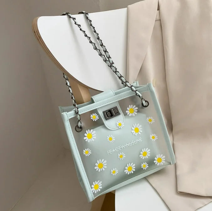 Chain Messenger Bag Ins Frosted Transparent Floret Jelly Bag