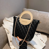 Patchwork Pu Leather Ladies Shoulder Bag Chain Strap Crossbody Bag