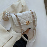 Metal Lock Shoulder Bag Pu Leather Crossbody Handbag