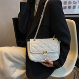 Metal Lock Shoulder Bag Pu Leather Crossbody Handbag