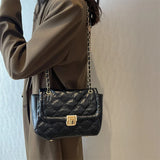 Metal Lock Shoulder Bag Pu Leather Crossbody Handbag