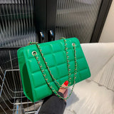 Chain Strap Shoulder Bag Square Ladies Handbags Plaid Pu Leather Crossbody Bags