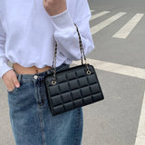 Plaid Crossbody Bag Chain Strap Square Handbag
