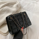 Plaid Crossbody Bag Chain Strap Square Handbag