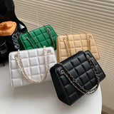 Plaid Crossbody Bag Chain Strap Square Handbag
