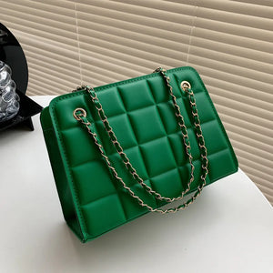 Plaid Crossbody Bag Chain Strap Square Handbag