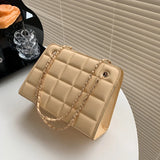 Plaid Crossbody Bag Chain Strap Square Handbag