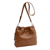 Plicated Leather Shoulder Bag for Women Handbag Totes Purse Satchel