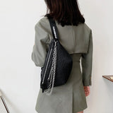Chain Women Waist Bag PU Leather Chain Belt Bags Fanny Pack