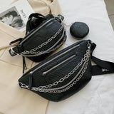 Chain Women Waist Bag PU Leather Chain Belt Bags Fanny Pack