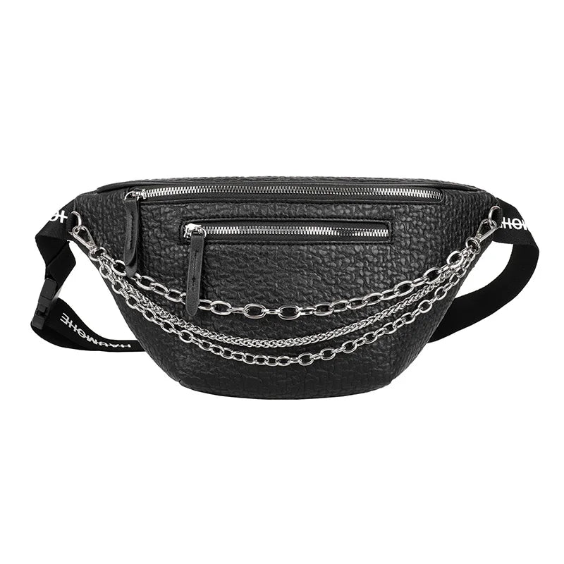 Chain Women Waist Bag PU Leather Chain Belt Bags Fanny Pack