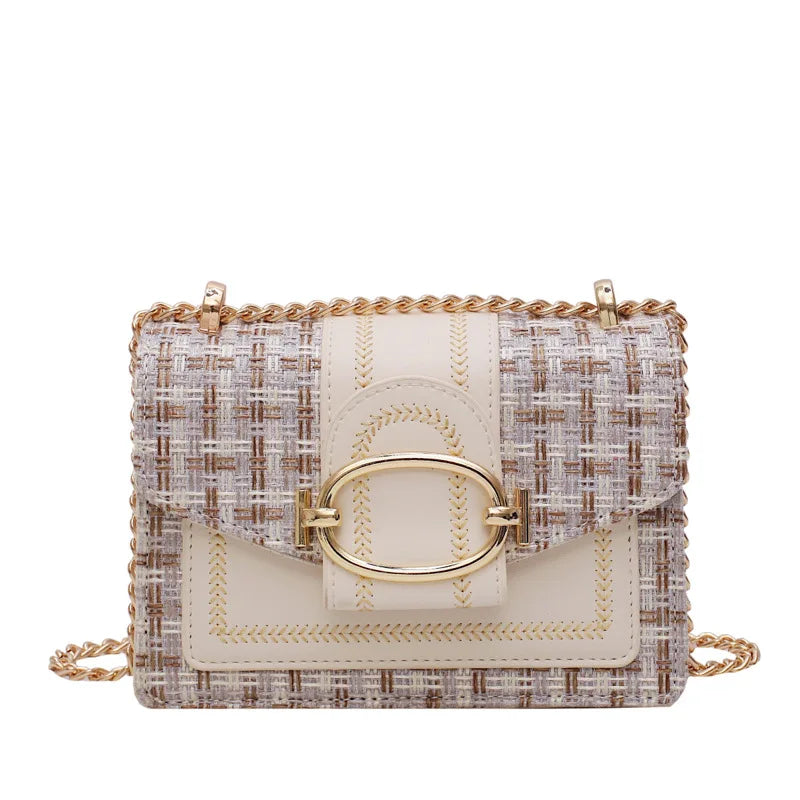 Chain Women's Bags Large Capacity Sewing Thread Splicing Retro Female Bag
