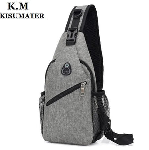 Anti-thief Gray Crossbody Bag Men Shoulder Bag Women Chest Bag