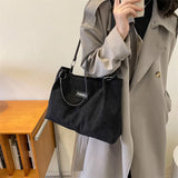 Corduroy Shoulder Bag for Women Casual Tote Travel Large Shopper Bag