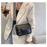 Cross Body Wide Shoulder Strap Small Square Bag Woman