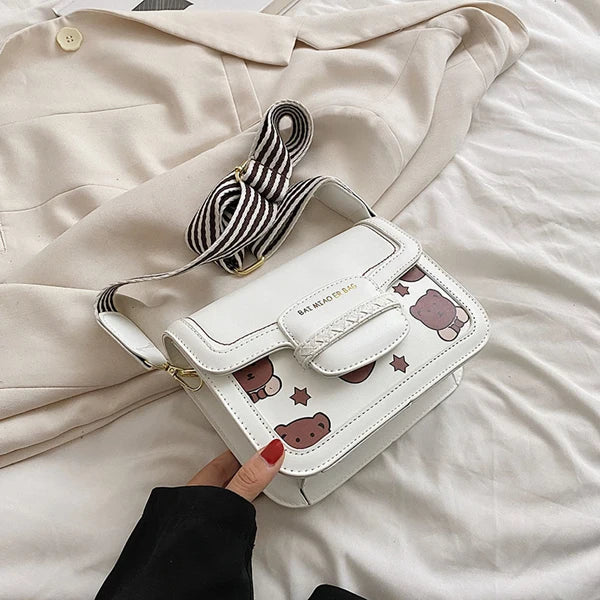 Cross Body Wide Shoulder Strap Small Square Bag Woman