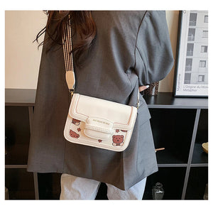 Cross Body Wide Shoulder Strap Small Square Bag Woman