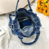 Denim Crossbody Bag Ladies Casual Jean Fabric PurseHandbag Casual Messenger
