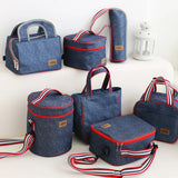 Denim Lunch Bag Insulated Portable Thermal Picnic Bag for Women Kids Thermo
