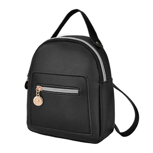 Women Solid Shoulders Small Backpack Daily Purse Mobile Phone Messenger Bag