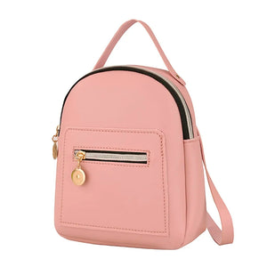 Women Solid Shoulders Small Backpack Daily Purse Mobile Phone Messenger Bag