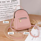 Women Solid Shoulders Small Backpack Daily Purse Mobile Phone Messenger Bag