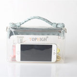 Embossed Ostrich Pattern Leather Portable Tote Clear Clutch Bag Lady Hand Bag