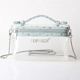 Embossed Ostrich Pattern Leather Portable Tote Clear Clutch Bag Lady Hand Bag