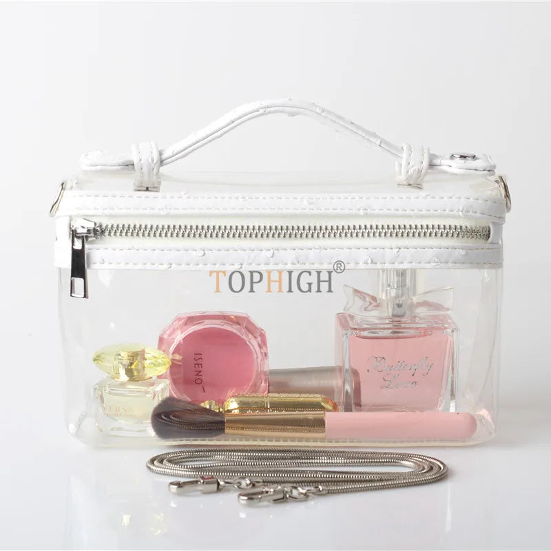 Embossed Ostrich Pattern Leather Portable Tote Clear Clutch Bag Lady Hand Bag