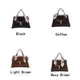 Leather Shoulder Bag Ribbon Tote Handbag Top-Handle Travel Crossbody Bag
