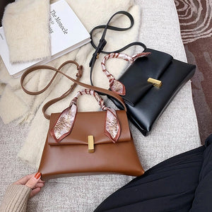 Leather Shoulder Bag Ribbon Tote Handbag Top-Handle Travel Crossbody Bag