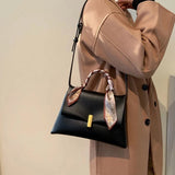 Leather Shoulder Bag Ribbon Tote Handbag Top-Handle Travel Crossbody Bag