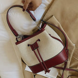 Canvas Drawstring Diagonal Bag Portable Bucket Bag