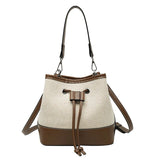 Canvas Drawstring Diagonal Bag Portable Bucket Bag